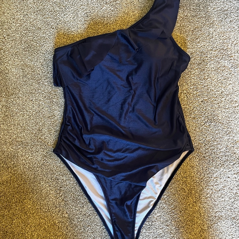 One-Shoulder Navy Blue Swimsuit